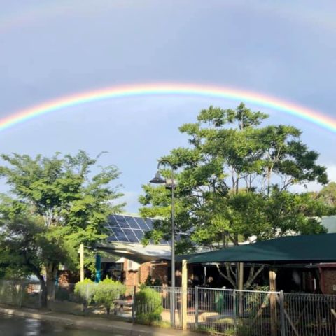 Rainbow over centre